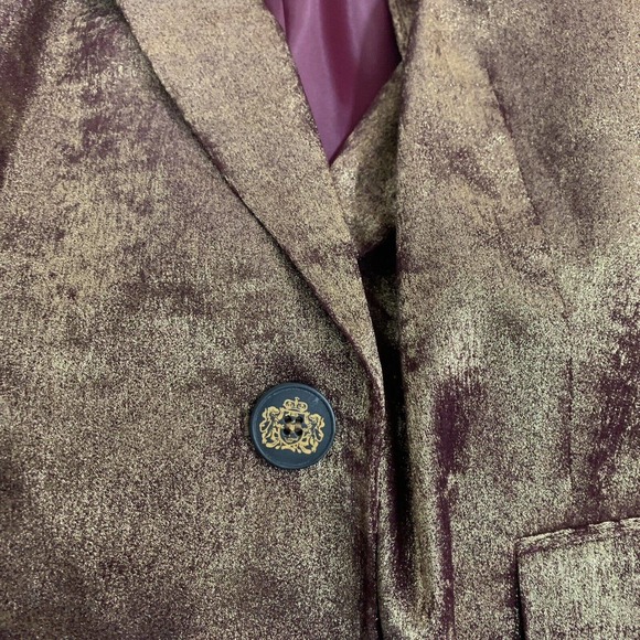 Bar III Blazer Women’s Size 14W Gold Burgundy Red Burnished Metallic Jacket - Picture 5 of 10